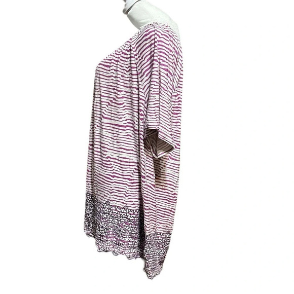 Fever women's 1X striped blouse with embroidered bottom - Picture 2 of 4